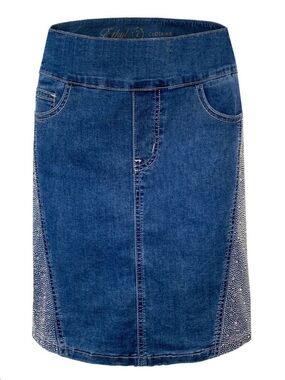 Ethyl Radiant Stretch Skirt -  Blue Denim Skirt